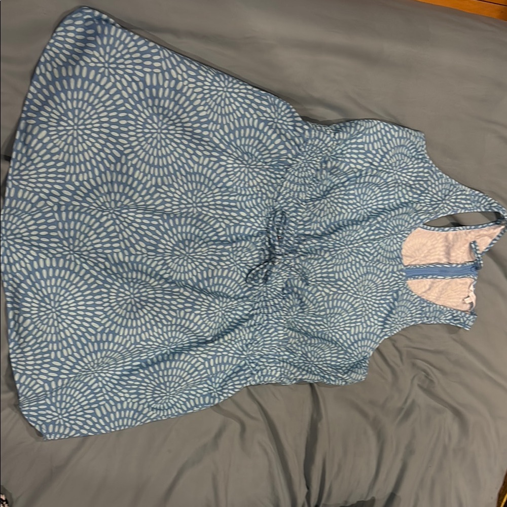 Blue and White Dress with Pockets.